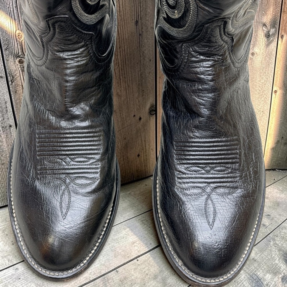 Tony Lama 8438 Smooth Ostrich Cowboy Boots Mens 10.5 D Black Leather Western